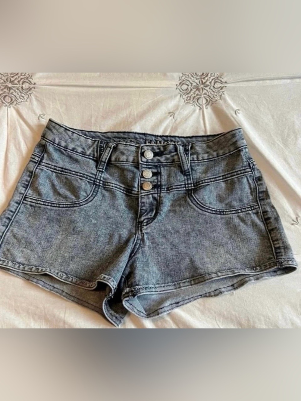 Almost Famous jean shorts. Back pockets. Soft comfort jean material. Size 9